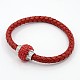 Fashionable Unisex Stainless Steel Braided Leather Cord Bracelets BJEW-L237-07-2