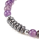 Natural Gemstone & Synthetic Hematite Braided Bead Bracelet for Women BJEW-JB08181-7
