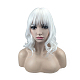 前髪の短いカーリーボブウィッグ  肩の長さのかつら  高温繊維  女性用合成かつら  ホワイト  16.5インチ（42cm） OHAR-L010-002C-1