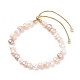 Natural Pearl Beaded Slider Bracelet for Women BJEW-JB08330-02-1