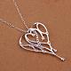 Simple Silver Plated Brass Cubic Zirconia Meteor Heart Pendant Necklaces For Women NJEW-BB12786-4