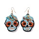 Halloween Skull Glass Seed Braided Big Dangle Earrings EJEW-B011-06C-1