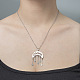 201 collier double corne creuse avec pendentif coeur en acier inoxydable NJEW-OY001-58-2