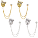 Spilla leone artigianale da 4 pezzo con corona di strass JEWB-GA0001-15-2