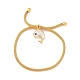 Bracelet coulissant breloque dauphin strass avec chaîne maille ronde pour femme BJEW-C013-06G-1