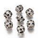 Antique Silver Alloy Rhinestone with Star and Heart Pattern Barrel Beads ALRI-L027-02-1