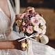 Superfindings 2 pz bouquet da sposa in ottone ciondoli decorazioni pendenti con medaglione con perle di perle imitate in acrilico e nastro di raso pendenti con foto di angelo rial ovale dorato HJEW-AB00212-7
