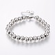 304 Stainless Steel Bracelets with 201 Stainless Round Beads BJEW-I238-01B-1