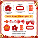Chinese New Year Bowknot Flower Cloth Alligator Hair Clips Set OHAR-WH0021-31A-2