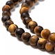 Natural Frosted Tiger Eye Round Bead Strands G-M064-4mm-02-3