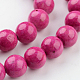 Dyed Natural Fossil Beads Strands G-E328-8mm-26-2