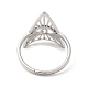 304 anillo ajustable triángulo de acero inoxidable con ojo de caballo para mujer RJEW-M149-10P-2