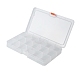 Recipientes de almacenamiento de cuentas de plástico rectangulares transparentes de 15 rejilla PAAG-PW0012-03-1