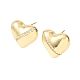 Серьги-гвоздики из латуни с микро-паве и прозрачным фианитом в форме сердца EJEW-D346-03G-4
