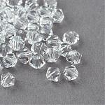 Perles en verre d'imitation cristal, transparent , facette, Toupie, clair, 6x5mm, Trou: 1.3mm, environ 288 pcs / sachet 