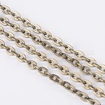 Iron Cable Chains, Unwelded, with Spool, Flat Oval, Popular for Jewelry Making, Important Decoration, Lead Free & Nickel Free, Antique Bronze, 3x2x0.6mm, about 328.08 Feet(100m)/roll