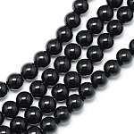 Chapelets de perle en pierre noire synthétique, ronde, 10~11mm, Trou: 1mm, Environ 37~40 pcs/chapelet, 14.9~15.1 pouce (38~38.5 cm)