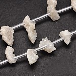 Pepitas electrochapada druzy natural de cristal de cuarzo hebras, color de ab, teñido, blanco, 11~20x11~20x6~9mm, agujero: 1 mm, aproximamente 20~26 pcs / cadena, 16 pulgada