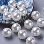 Sin agujero abs imitación de perlas de plástico redondo perlas, teñido, blanco, 6mm, aproximamente 3000 unidades / bolsa