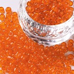 Perles de rocaille en verre, transparent , ronde, orange, 6/0, 4mm, Trou: 1.5mm, environ 4500 perles / livre