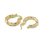 Разноцветные серьги-кольца Huggie из кубического циркония EJEW-F294-15G