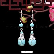 Серьги-капли из синтетической бирюзы и сплава WG2299-9