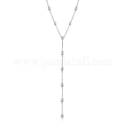 925 серебряный паве прозрачный кубический цирконий геометрический плоский круглый кулон с длинной кисточкой y ожерелье для женщин WK0057-2