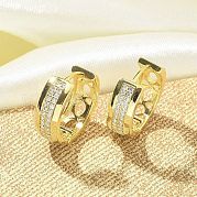 Латунные серьги-кольца из прозрачного кубического циркония EJEW-C122-04G
