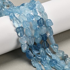 天然石アクアマリンビーズ連売り  ナゲット  タンブルストーン  7.5~14.5x7.5~12x5.5~8.5mm  穴：0.8mm  約37~39個/連  15.75''（40センチメートル）