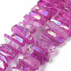 天然水晶ポイントビーズ連売り  染め  ナゲット  15~30x4~8x4~7mm  穴：1mm  8インチ