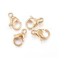 Ionenplattierung (IP) 304 Edelstahl-Karabinerverschlüsse, Papagei-Auslöseverschlüsse, echtes 18k vergoldet, 9x6x3 mm, Bohrung: 1.2 mm