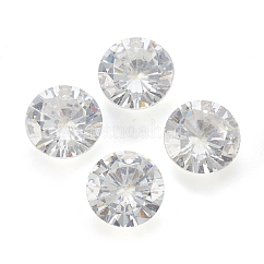 Pendentifs zircon cubique de dos pointu, facette, plat rond, clair, 4mm, Trou: 1mm