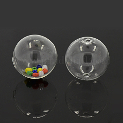 Perles de globe en verre soufflé à deux trous faites à la main, ronde, clair, 30mm, Trou: 2~3.8mm