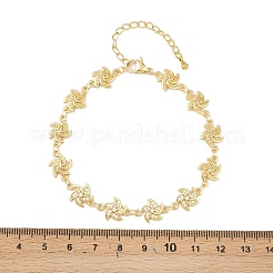 Браслеты-цепочки из латуни с микропаве из прозрачных кубических цирконий в форме ветряной мельницы для женщин&nbsp;BJEW-A090-04G