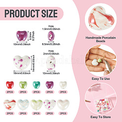 20 pièces de perles en porcelaine faites à la main de 10 couleurs&nbsp;PORC-TA0001-56