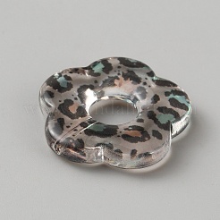 透明なヒョウ柄の樹脂ビーズ  花  片穴  アクアマリン  26x26.5x4.5mm  穴：1.6mm&nbsp;RESI-FS0003-01B