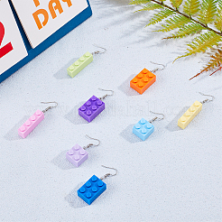 DIYダングルピアス作成キット  プラスチック製ビルディングブロックペンダントとプラチナメッキ真鍮ピアスフック  ミックスカラー  ピアスフック：19mm  ピン：0.7mm  24個/セット&nbsp;DIY-SC0011-24P