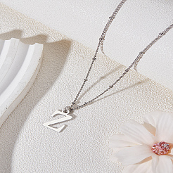 1 шт. латунная цепочка и ожерелье с подвеской в виде буквы из нержавеющей стали 304&nbsp;NJEW-LP0001-35Z-P