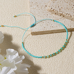 Bracelets tressés en perles d'amazonite naturelle&nbsp;LS-KZ2587-3