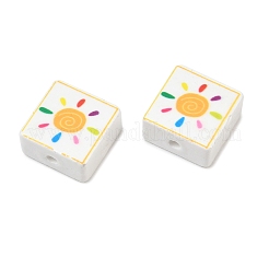 Cuentas de porcelana hechas a mano impresos&nbsp;PORC-G016-04Q