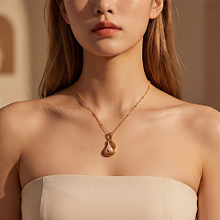 Colliers pendentifs en acier inoxydable 304 avec pendentif en forme de larme en imitation perle pour femmes&nbsp;WG37FBA-01