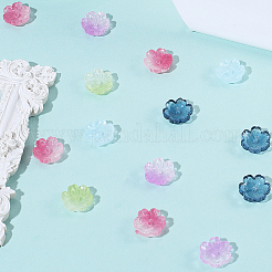 150色透明スプレーペイントガラスビーズキャップ5個  花  ミックスカラー  14x14x5mm  穴：1.5mm  30個/カラー&nbsp;GLAA-PA0001-49