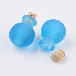 手作りランプワーク香水瓶ペンダント  精油ボトル  艶消し  ディープスカイブルー  24~25.5mm  穴：5~5.5mm  ボトル容量：0.5~1ml（0.017~0.03液量オンス）&nbsp;LAMP-P044-P01