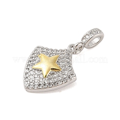 Placage de crémaillère en laiton micro pavé pendentifs en zircone cubique claire&nbsp;X-KK-S380-37A-P