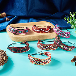 7шт 7 регулируемых этнических браслета из полиэстера с шнуром&nbsp;BJEW-TAC0036