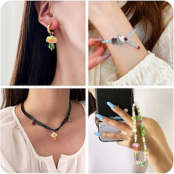 7 шт. 7-х цветные бусины ручной работы в технике лэмпворк с выпуклыми краями&nbsp;LAMP-YW0001-94