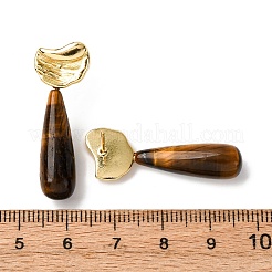 Серьги-гвоздики в форме капли из натуральных смешанных камней EJEW-P320-01G-M