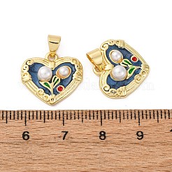Blumen-Anhänger aus Messing und Emaille&nbsp;LS-KK-D390-17G-05