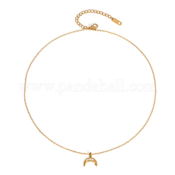 Ожерелья с подвеской в виде луны из нержавеющей стали с микропаве из кубического циркония для женщин LI0948-1