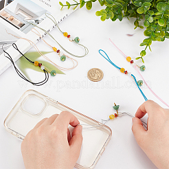 6шт 6 цвета ремешок для мобильного телефона имитация нефрита кулон в виде стручка семени лотоса HJEW-OC0001-28